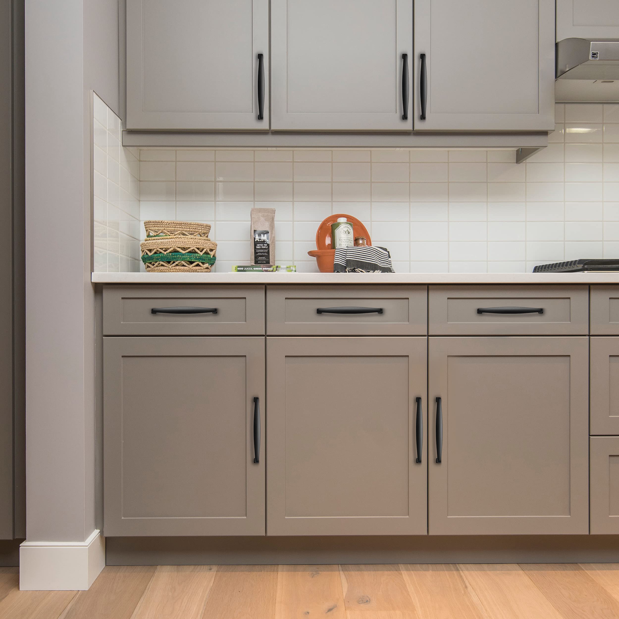 Ravinte 20 Pack 6-1/4 Inch Matte Black Kitchen Cabinet Handles - Solid Cabinet Pulls & Drawer Handles for Modern Cabinets, Cupboards, Dressers & Furniture (Perfect for Kitchen, Bathroom & Office Renovations)