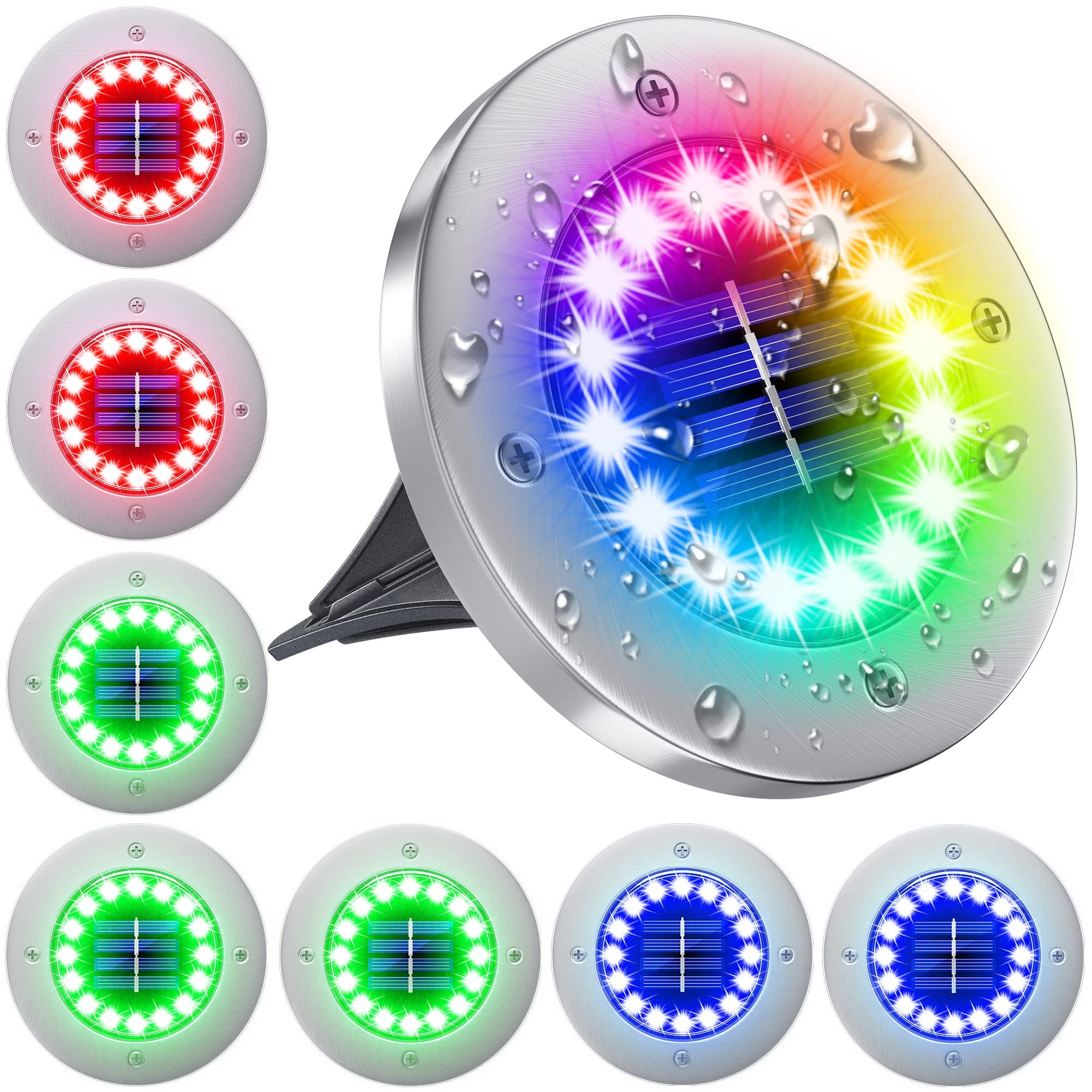 16 LED Solar Lights Outdoor Waterproof - 8 Pack Multi-Color Pathway Lights for Garden, Yard, Lawn, Walkway | Perfect for Christmas, Halloween & Year-Round Outdoor Decorations