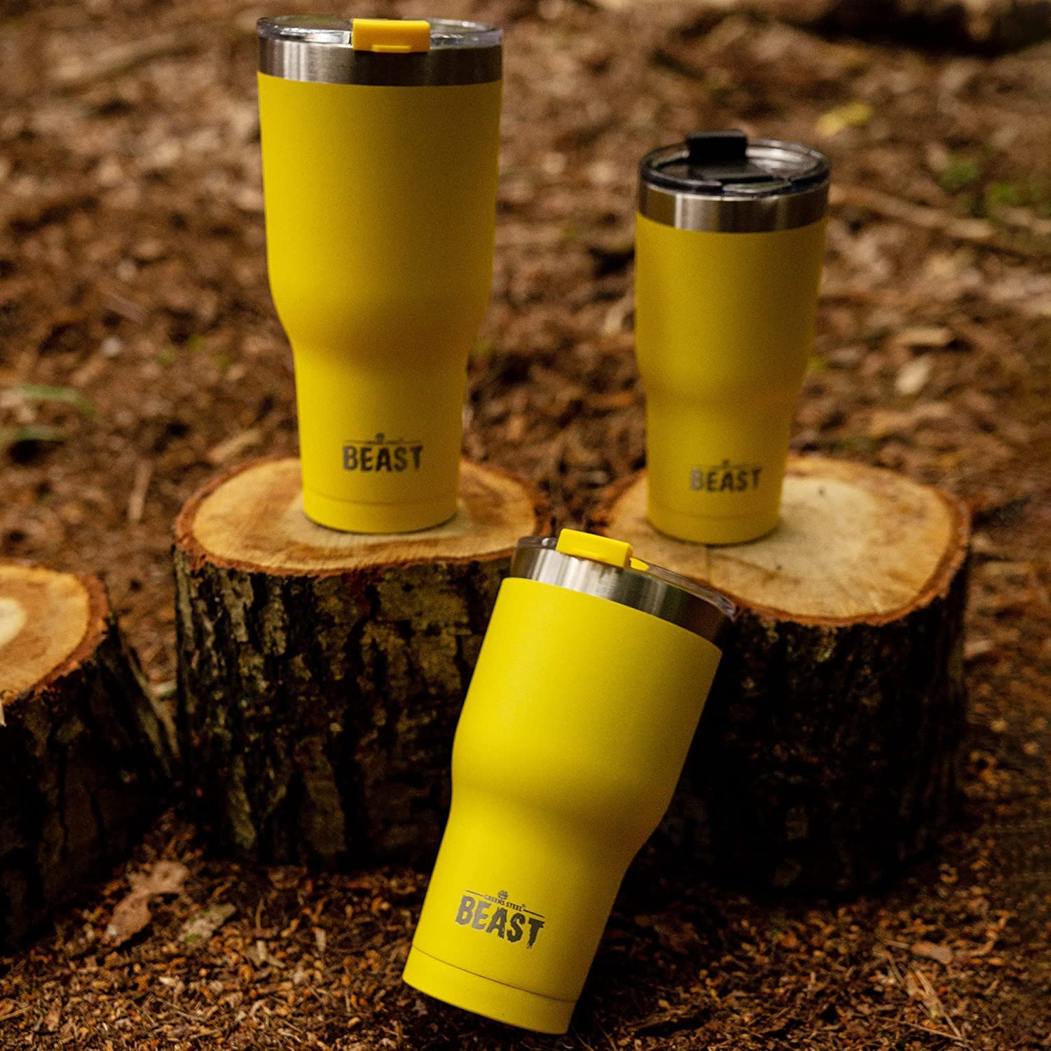 Beast 20 oz Stainless Steel Tumbler - Vacuum Insulated Double Wall Travel Mug for Coffee & Iced Drinks (Lemon) - Perfect for Office, Gym, Camping & Outdoor Activities