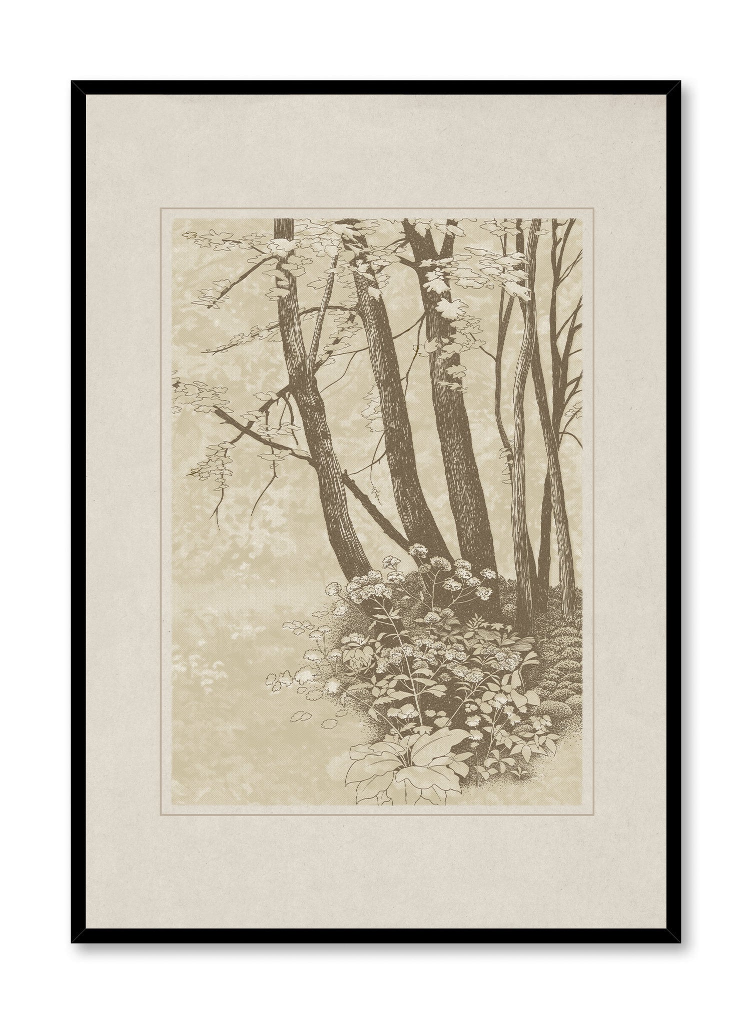 Sepia Treetops Nature Wall Art Poster - Vintage Forest Landscape Print for Home & Office Decor - Perfect for Living Room, Bedroom or Office Wall Decoration