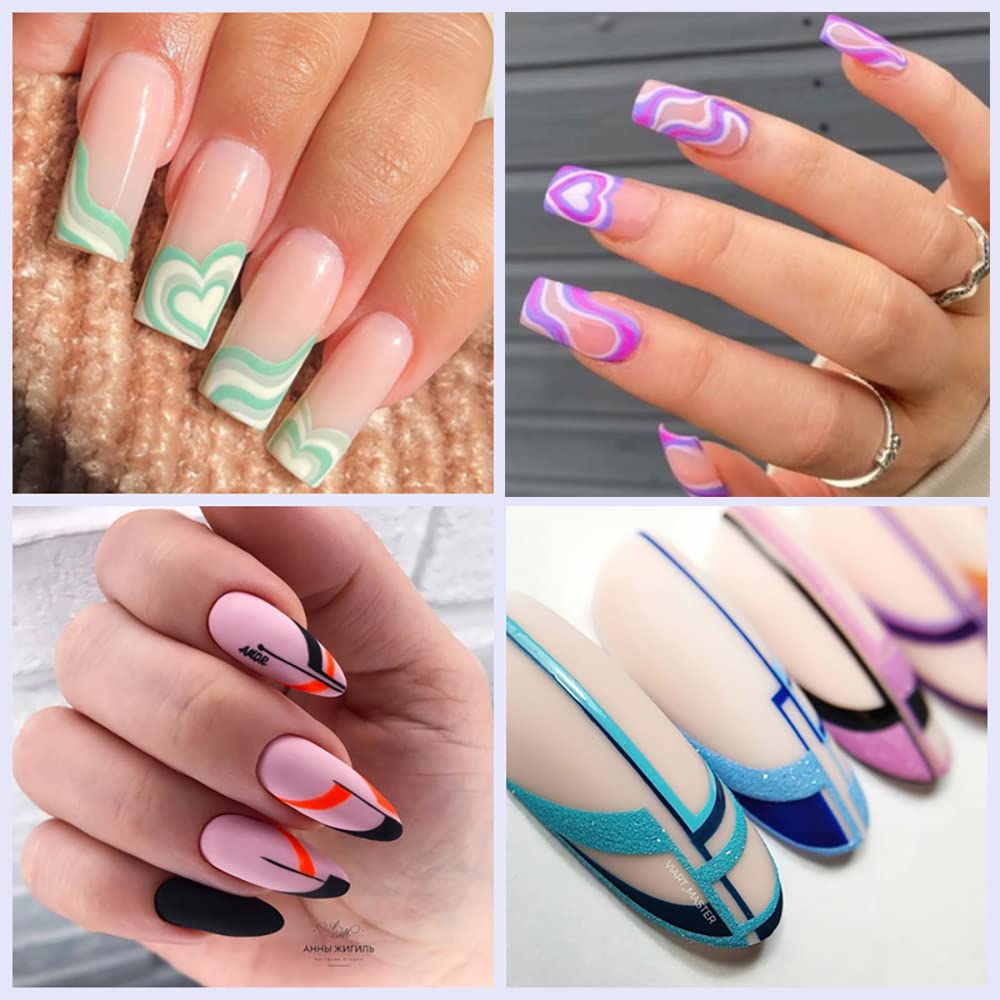 36 Sheets Rainbow Geometric Nail Stickers - Colorful Stripes Water Transfer Decals for Acrylic Nails | French Manicure, Pride Nail Art & DIY Nail Designs | Perfect for Parties, Salons & Home Use