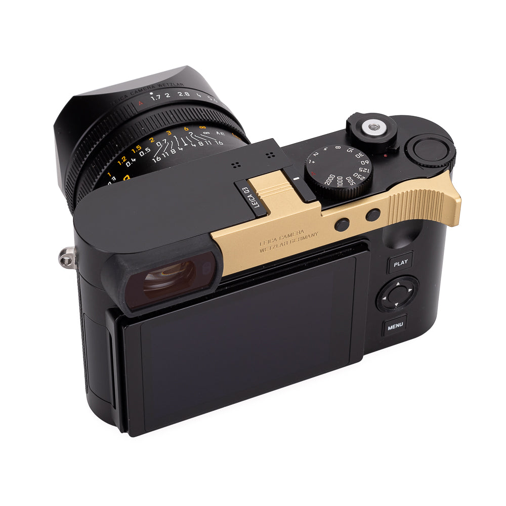 Leica Q3 Thumb Support - Solid Brass with Blasted Finish - Ergonomic Grip for Leica Q3 Camera - Perfect for Street & Travel Photography
