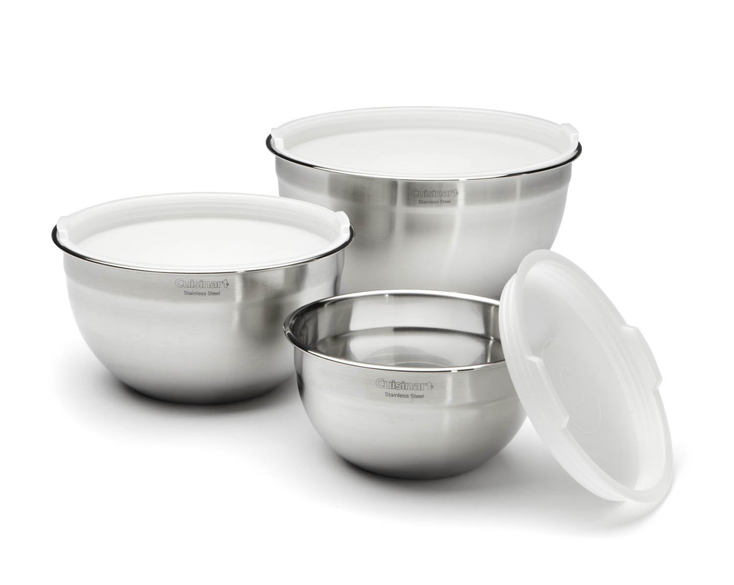 Cuisinart HM-90S 9-Speed Hand Mixer with Storage Case & 3-Piece Stainless Steel Mixing Bowls Set - Perfect for Baking, Whipping, and Mixing - White