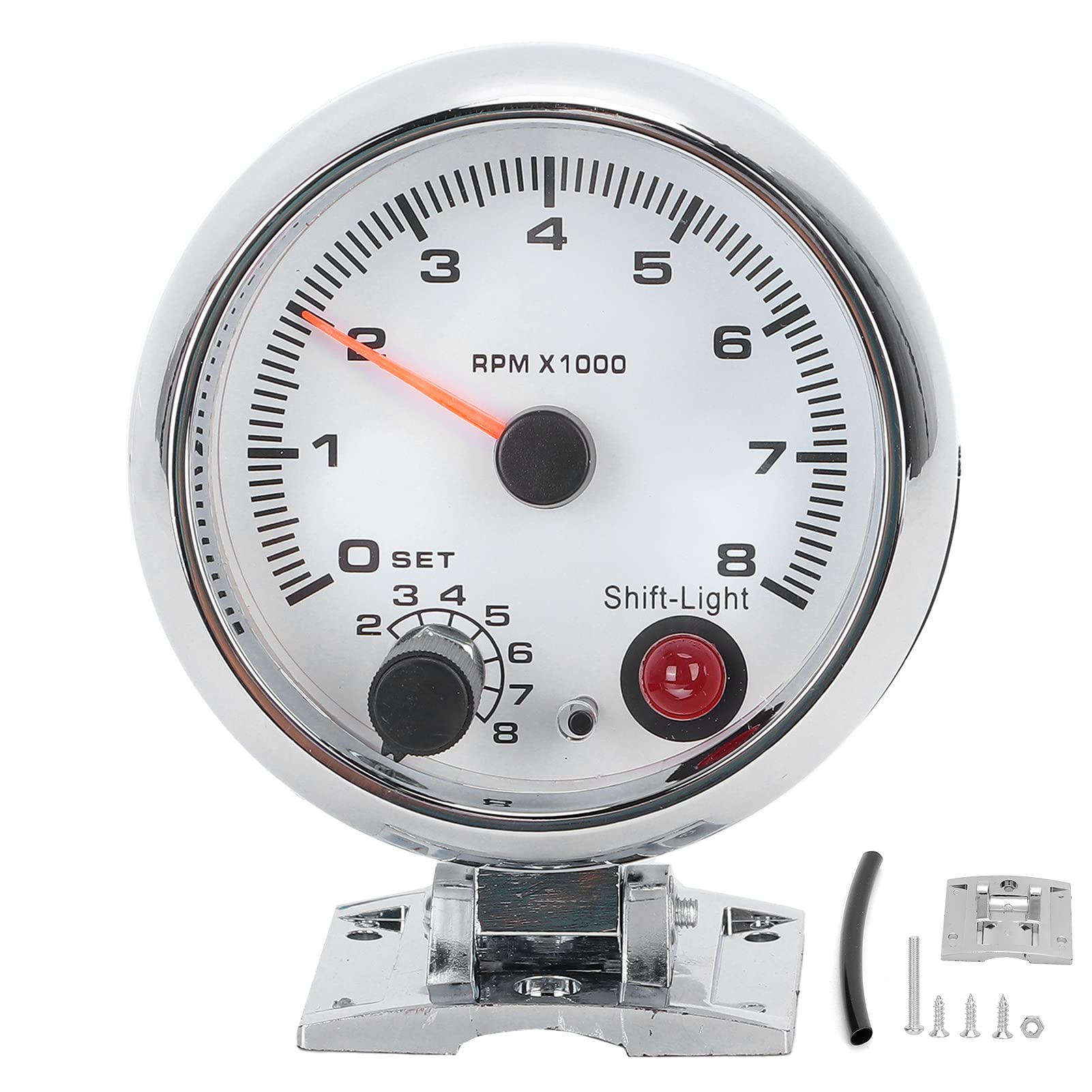 High-Performance Chrome Car Tachometer with Mounting Bracket & User Manual - Digital RPM Gauge for Racing, Classic & Custom Cars - Perfect for Engine Tuning & Performance Monitoring
