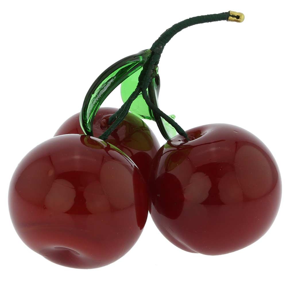 Authentic Murano Glass Cherry Figurine from Venice - Handcrafted Italian Art Glass Collectible - Perfect for Home Decor, Gift Giving & Luxury Table Centerpiece