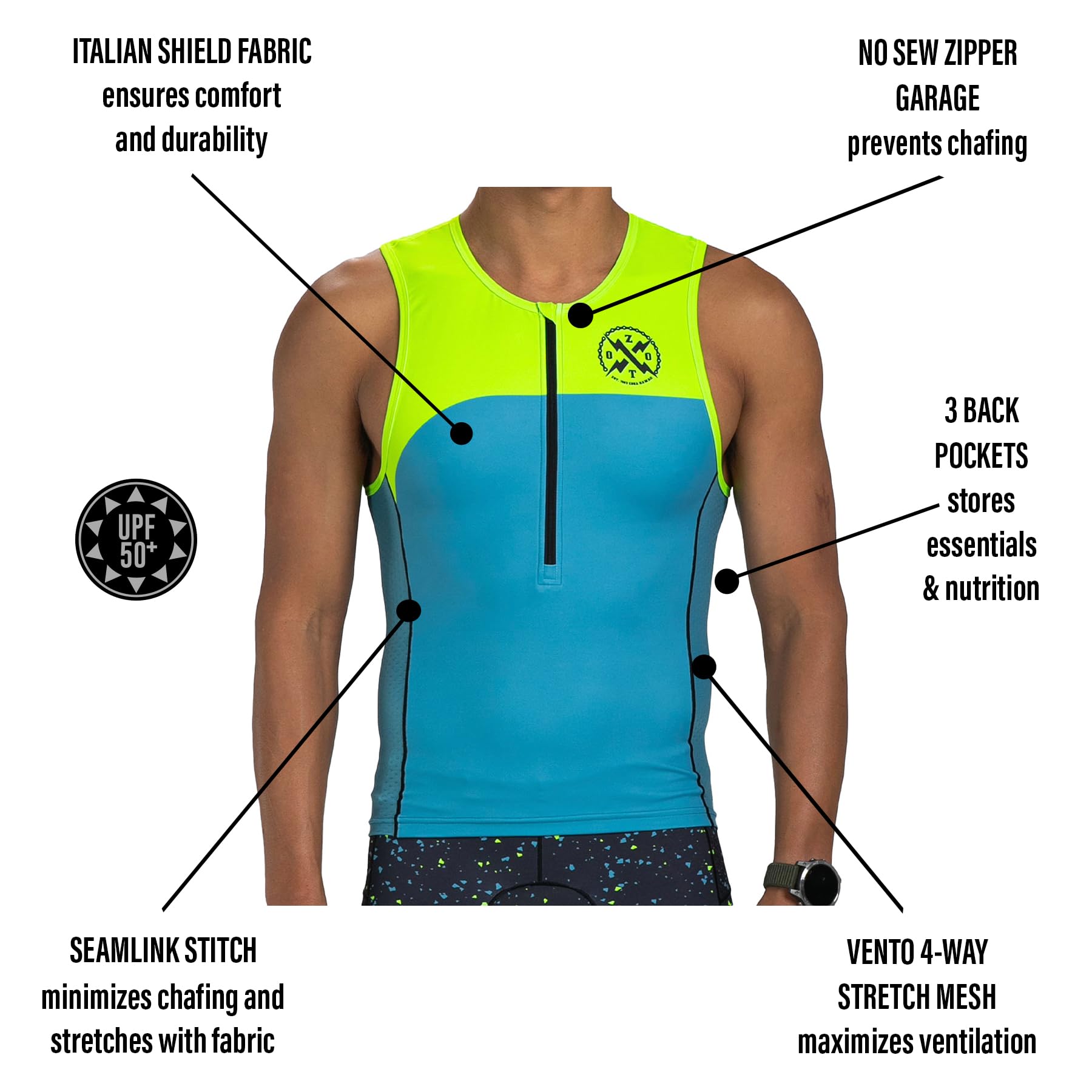 Zoot Men’s LTD Triathlon Tank Top - Breathable Compression Tri Top for Triathlon, Cycling & Running - UPF 50+ Sun Protection with Convenient Pockets - Perfect for Endurance Races, Training & Outdoor Sports