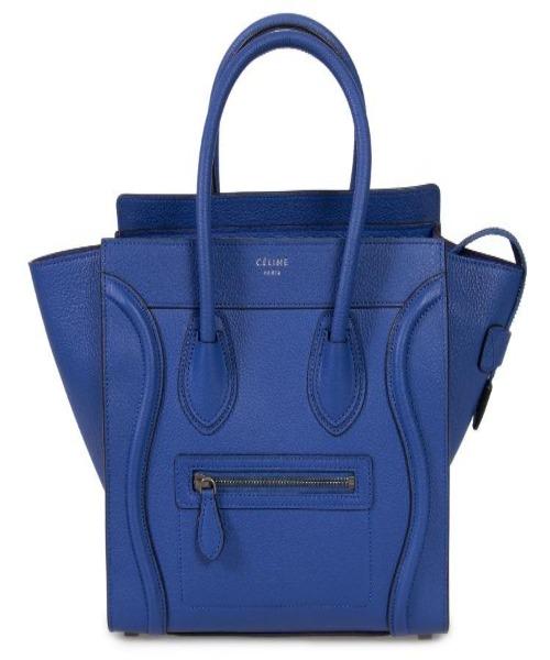 Celine Micro Luggage Handbag in Drummed Calfskin Petrol Blue - Luxury Leather Crossbody Bag for Women, Perfect for Work, Travel & Everyday Use