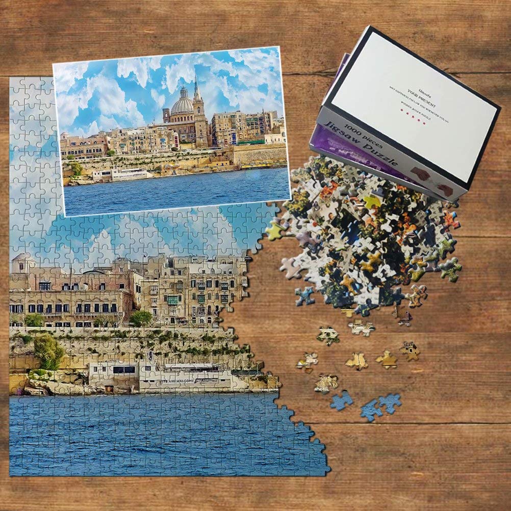 1000-Piece Malta Valletta Wooden Jigsaw Puzzle - Travel Souvenir & Home Decor for Adults & Puzzle Lovers