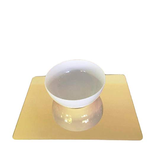 Premium Gold Mirror Rectangular Placemat Set - 8-Piece Standard Dining Table Mats for Elegant Dinner Parties & Home Decor