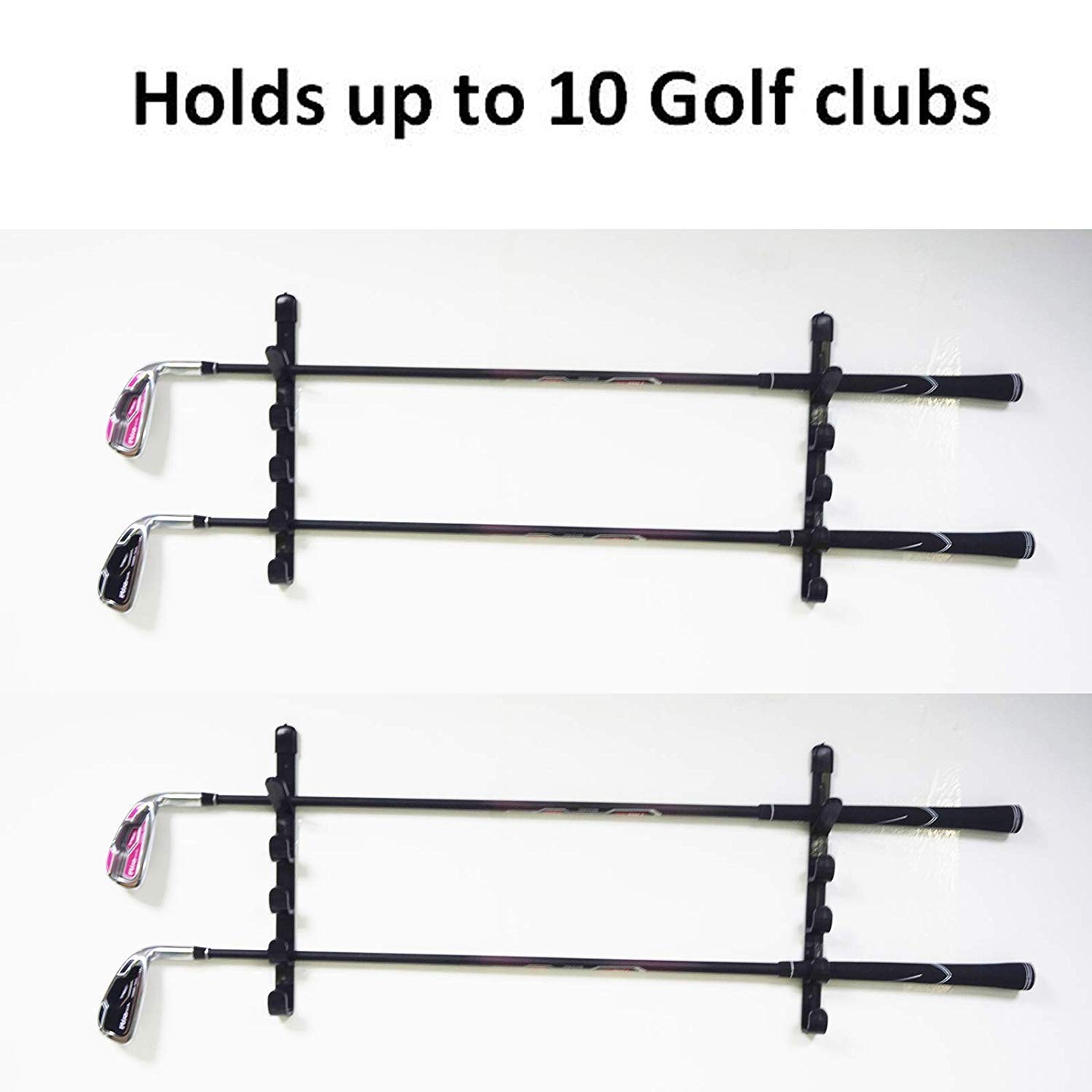Premium Golf Club Wall Mount Rack - Horizontal Golf Club Storage Organizer for Drivers & Putters - Holds up to 10 Clubs - Perfect for Home, Office & Pro Shop Display