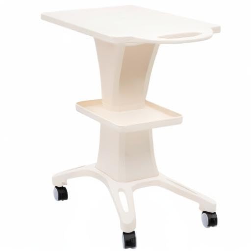 2-Tier Rolling Beauty Salon Trolley with Wheels - Portable Hairdresser & SPA Equipment Storage Cart - White ABS Beauty Machine Stand for Salon, Spa & Home Use - Perfect for Styling Tools, Nail Supplies & Cosmetics Organization