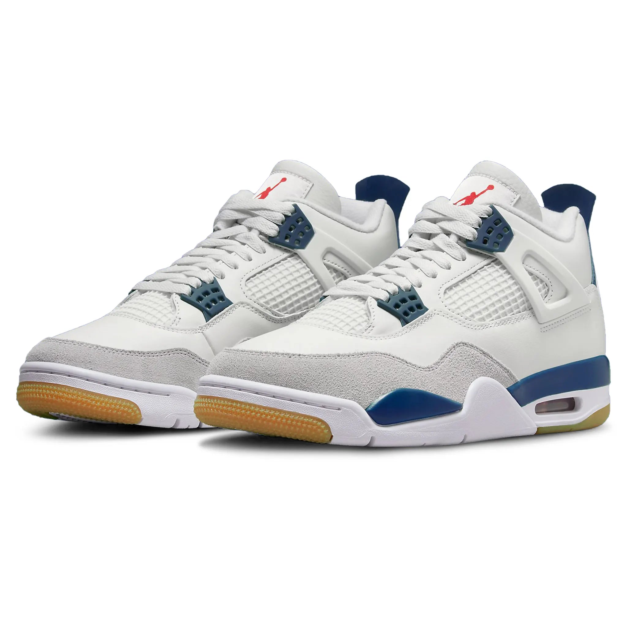 Nike SB x Air Jordan 4 Retro Sneakers - White Navy Blue Skateboarding Shoes for Men | Basketball & Streetwear Fashion | Perfect for Skateboarding, Casual Wear & Sneaker Collectors