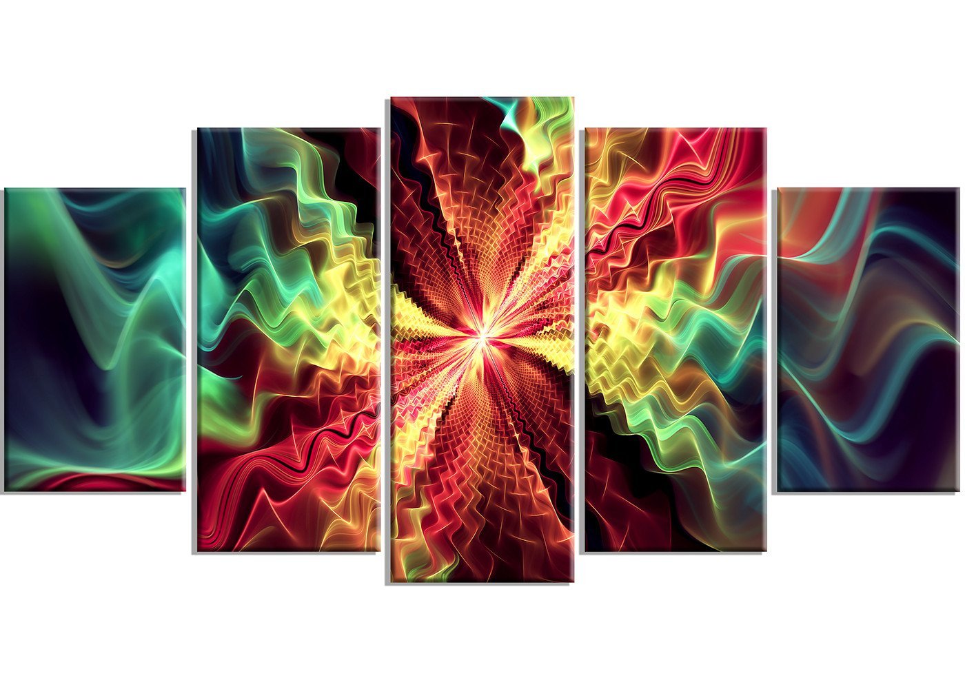 Designart Hypnotize Abstract Metal Wall Art - Modern 5-Panel Wall Decor for Living Room, Bedroom & Office - 60x32 Inches - MT3029