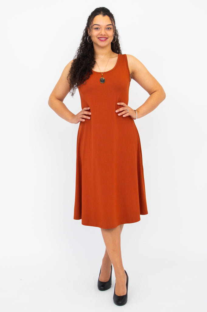 Becca Dress - Soft Bamboo Fabric in Elegant Copper Color - Perfect for Casual Outings, Summer Parties & Boho Style