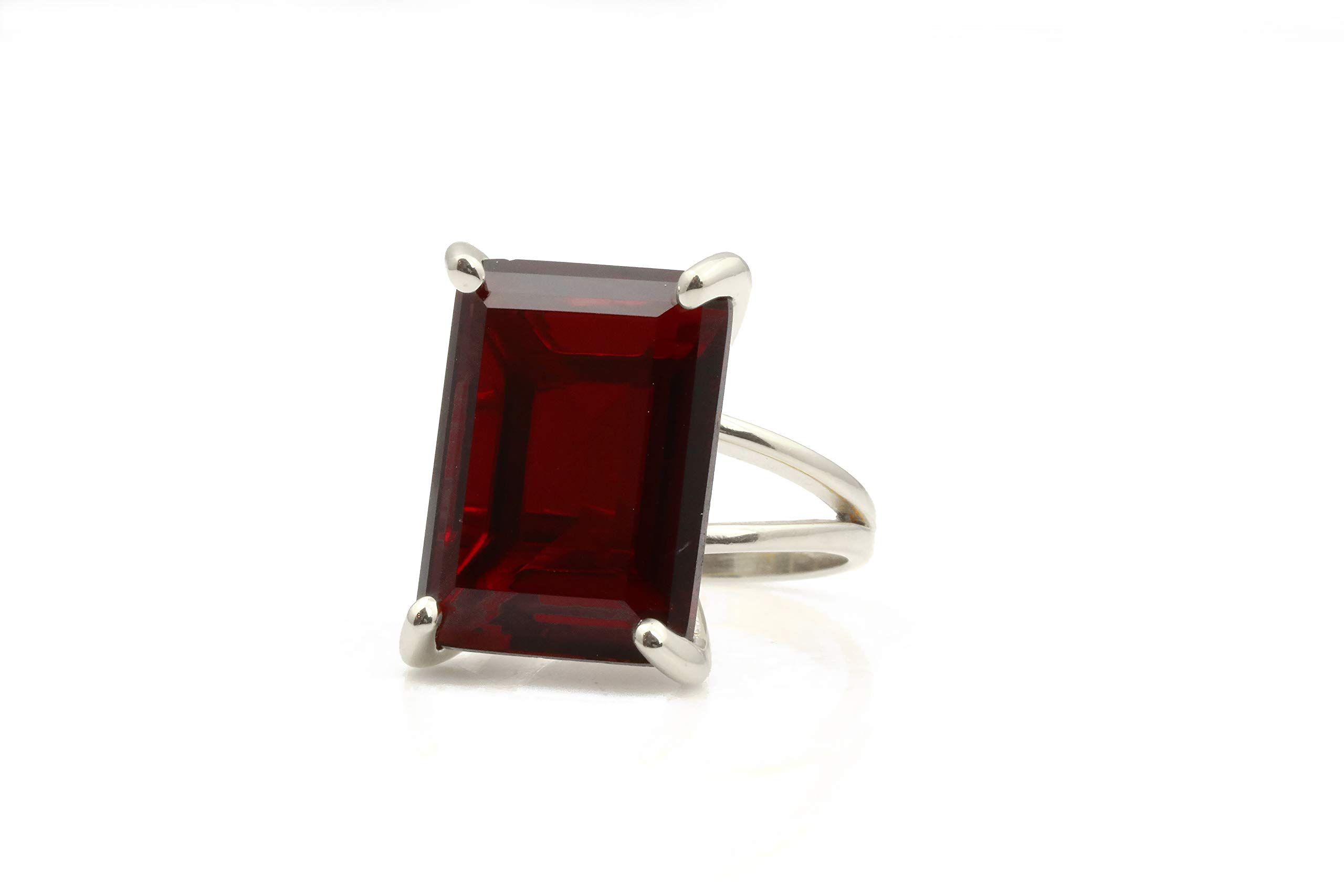 Bold Garnet Sterling Silver Rectangle Statement Ring | Fashion Jewelry for Women | January Birthstone Gift | Large Cocktail Ring for Birthday, Engagement, Anniversary | Perfect for Evening Parties, Date Nights & Special Occasions