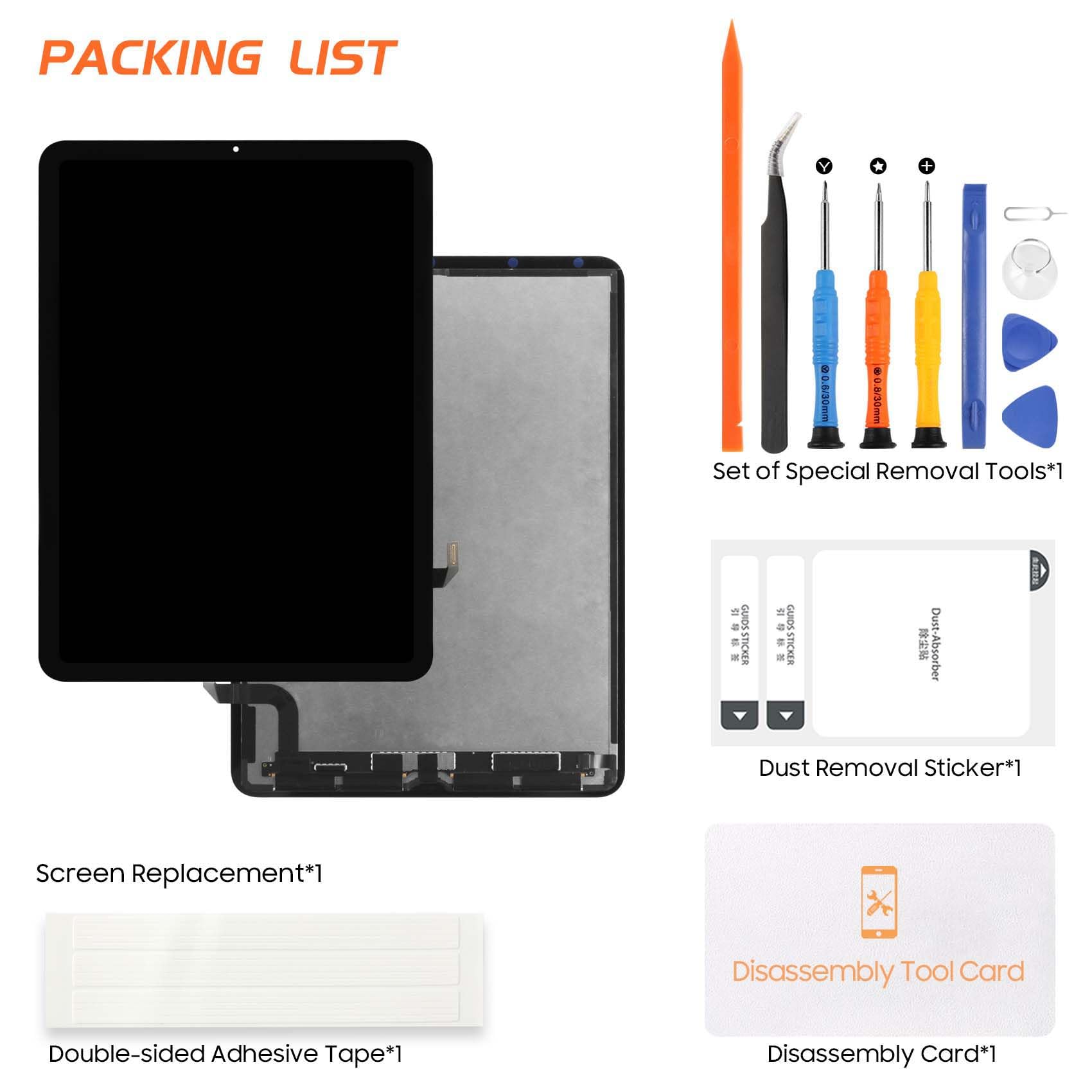 iPad Air 4 (2020) LCD Screen Replacement - A2324/A2072/A2325/A2316 Model - Full Touch Screen Digitizer Assembly with Screen Protector & Repair Tools - Perfect for DIY iPad Screen Repair at Home or Office