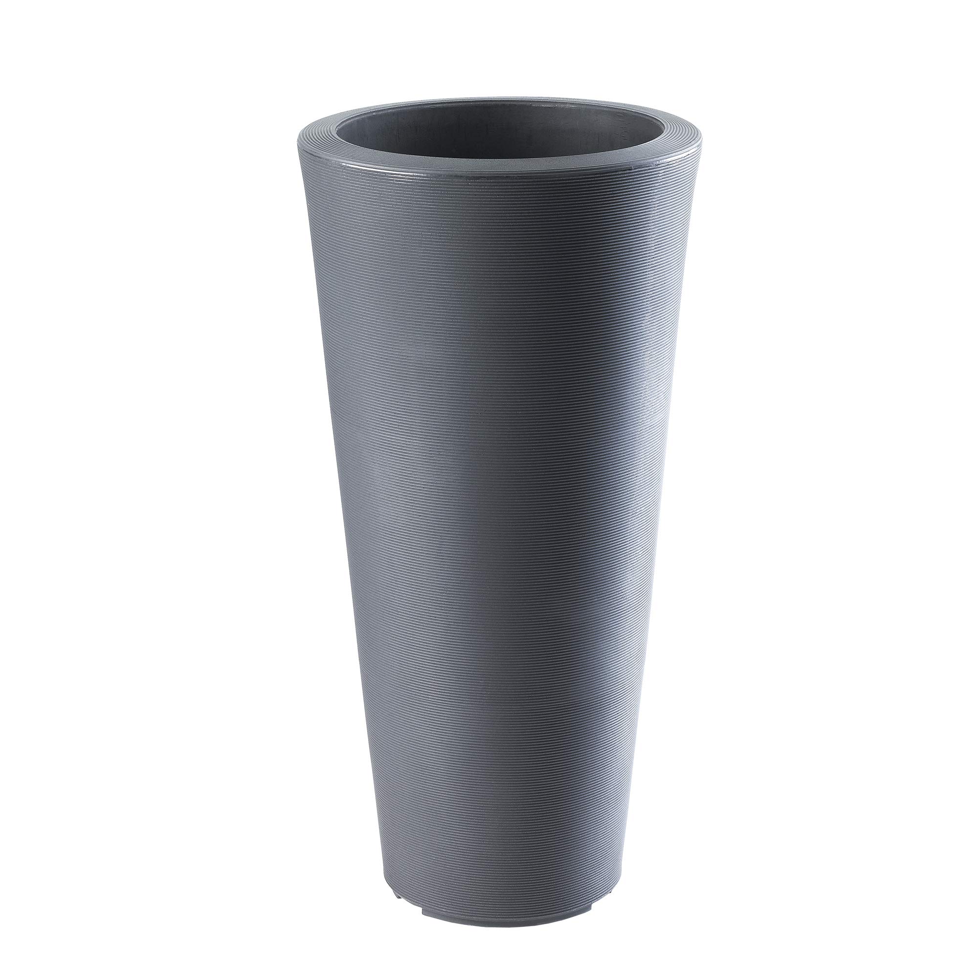 Crescent Garden Bleeker Planter - 15-Inch Tapered Round Flower Pot with Sand-Cavity Technology, Slate Gray - Perfect for Indoor Plants, Home Decor & Patio Gardening
