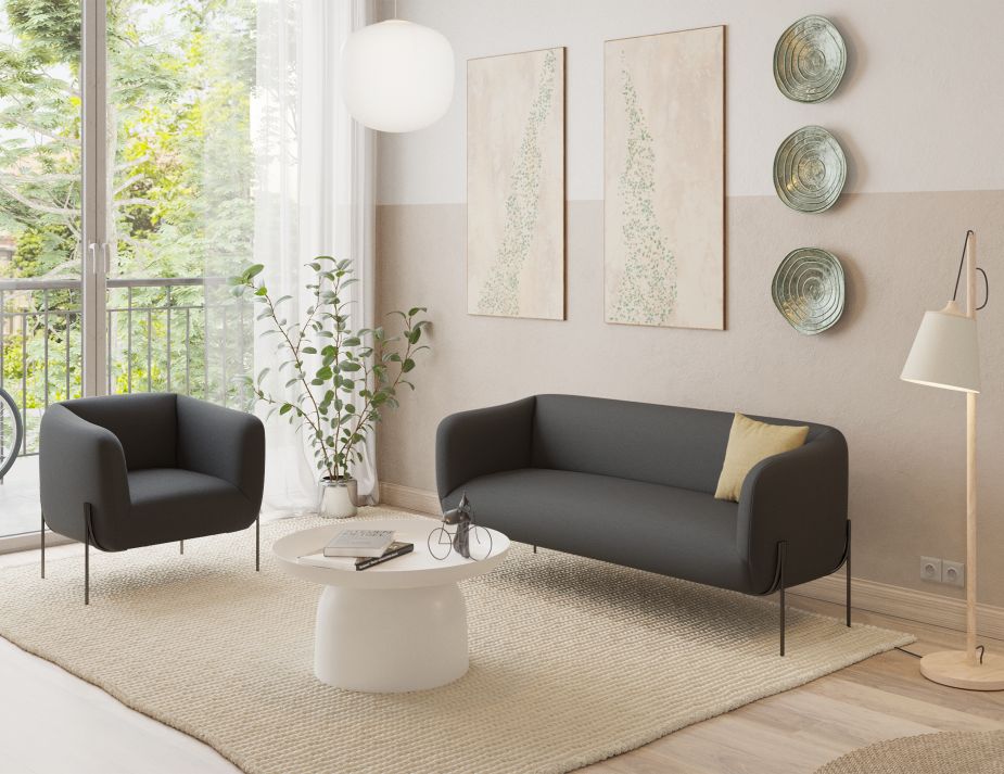 Belle 2.5 Seater Sofa in Storm Grey - Modern Small Space Living Room Furniture for Apartments & Cozy Homes