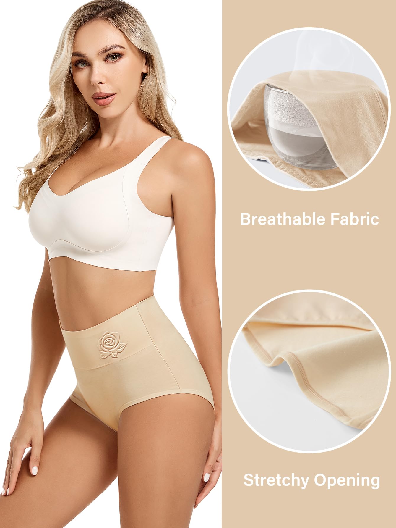 MEIYATING Women's High Waisted Underwear - Tummy Control Panties for Postpartum & Everyday Wear - Comfortable Shaping Briefs Multipack (3/5 Pack) - Perfect for Maternity, Workout & Daily Use