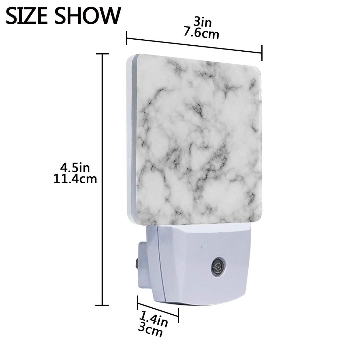 Vdsrup Marble Night Light Set of 2 - Black & White Stone Plug-in LED Night Lights with Auto Dusk-to-Dawn Sensor - Perfect for Bedroom, Bathroom, Kitchen, Hallway & Stairs - Creates Soothing Ambient Lighting for Kids Rooms, Nurseries and Home Decor