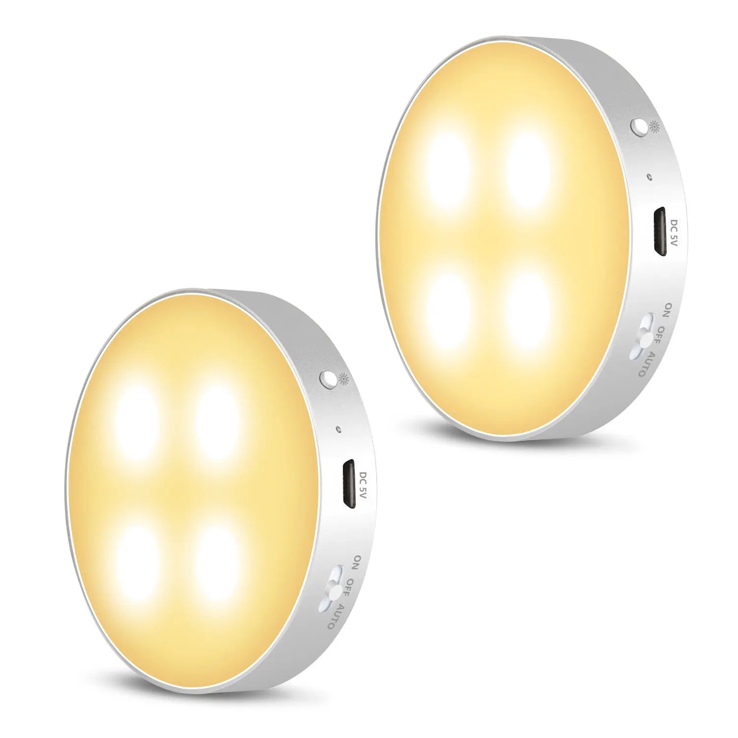 Twin Pack Magnetic LED Motion Sensor Lights - Warm White Rechargeable Closet Lights (Daffodil LEC022) for Cabinets, Wardrobes & Staircases