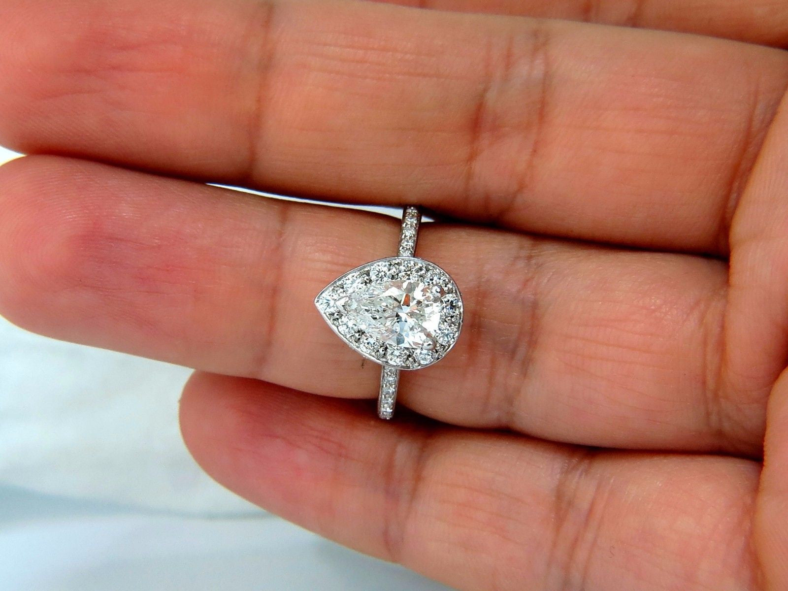 GIA Certified 1.15ct Pear Shape Diamond Engagement Ring with 1.00ct Round Accents in Platinum - Perfect for Wedding, Proposal & Anniversary Gifts