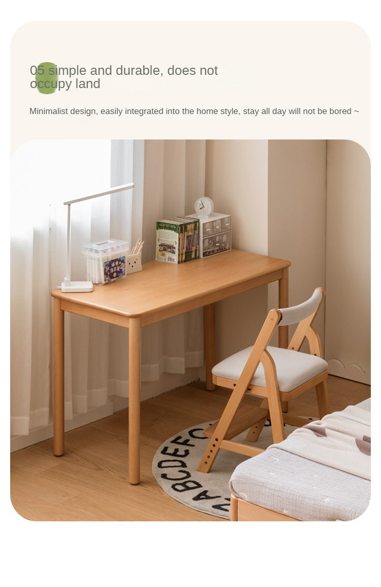 Solid Wood Kids Writing Desk - Beech & Oak Study Table for Children - Perfect for Homework, Drawing & Crafting in Bedroom or Study Room
