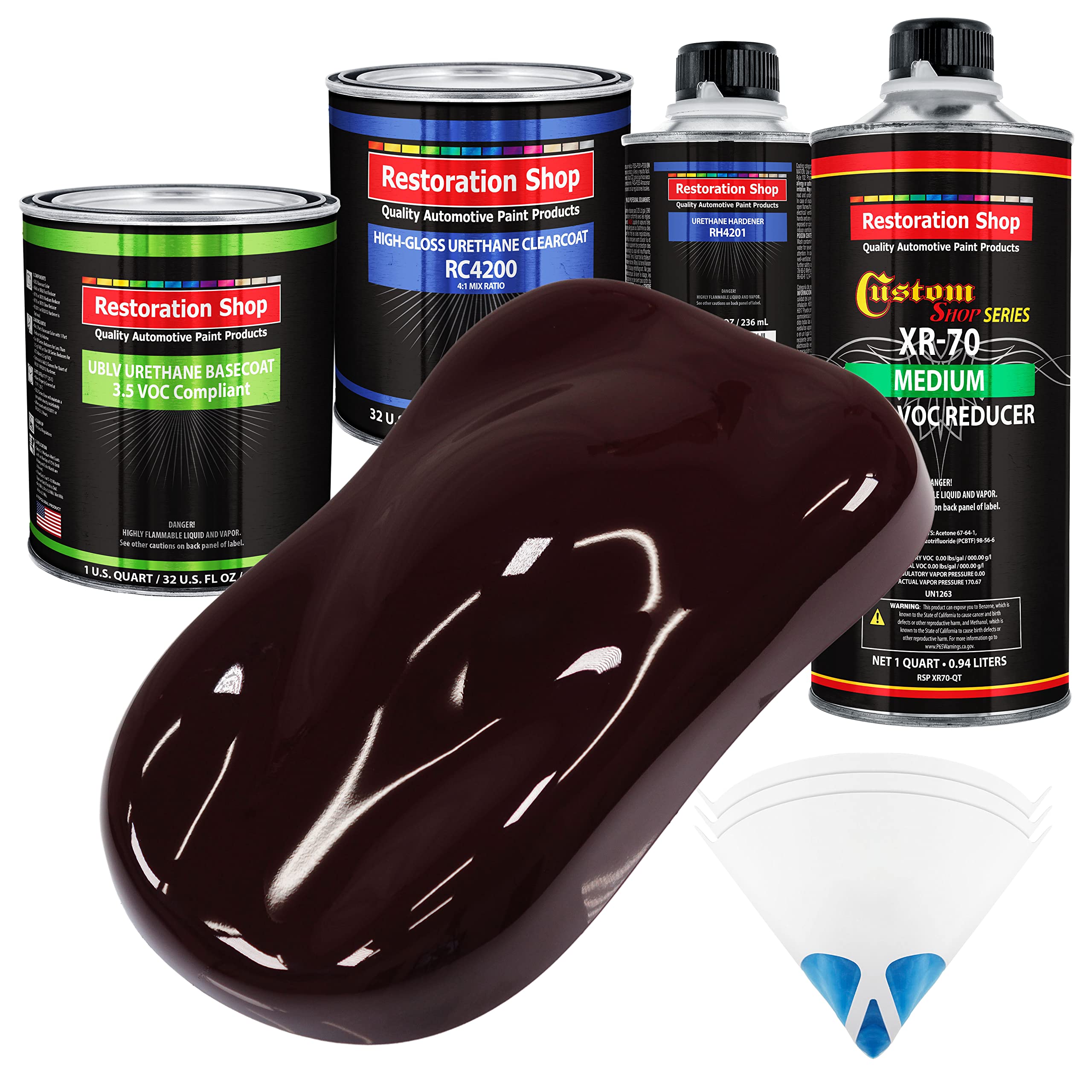 Royal Maroon Low VOC Urethane Basecoat with Clearcoat Auto Paint Kit - Professional High Gloss Automotive & Truck Coating - Complete Medium Quart Paint Set for Car Restoration & Touch-Ups