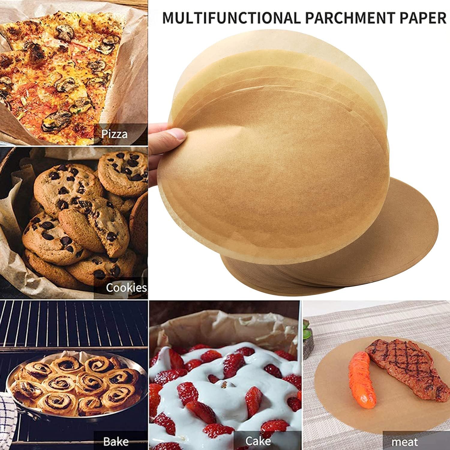 150 Sheets Round Baking Parchment Paper - 6, 8, 10 Inch Non-Stick Cake Pan Liners for Baking, Grilling & Steaming | Perfect for Cookies, Pies, Bread & More | Oven, Air Fryer & Microwave Safe