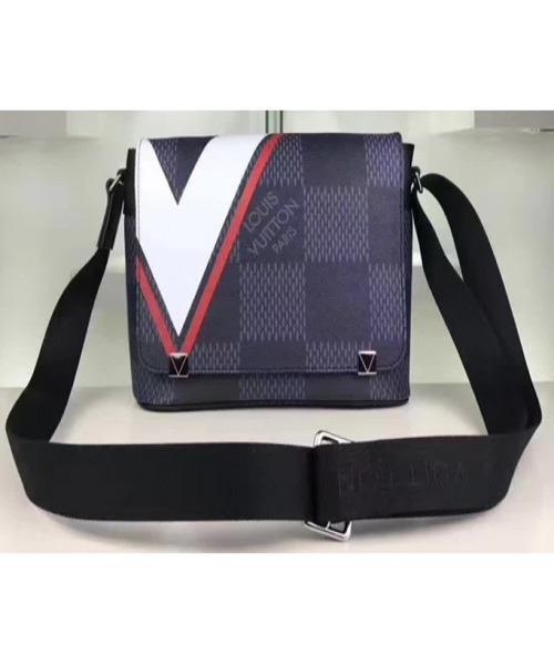 Authentic LV District PM Messenger Bag in Damier Cobalt Canvas with Red Trim - Perfect for Work, Travel & Everyday Use
