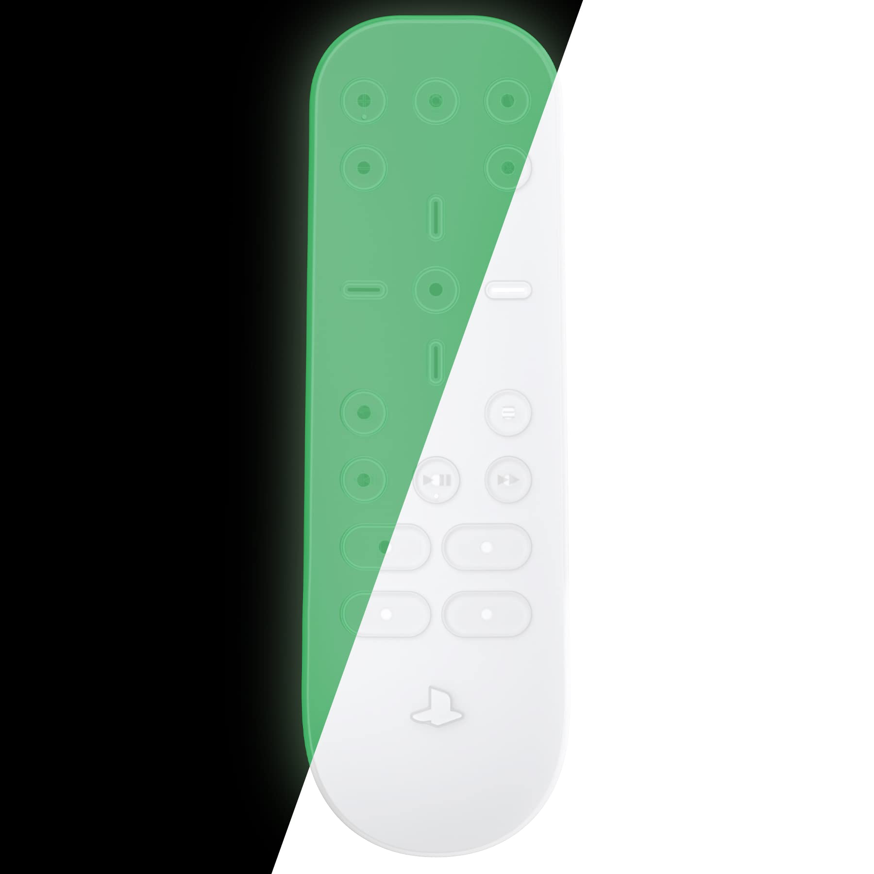 PlayVital Glow in The Dark Green Silicone Protective Case Cover for PS5 Media Remote - Ergonomic Full Body Protector Skin for PlayStation 5 Remote Control - Perfect for Gaming, Movie Nights & Home Entertainment