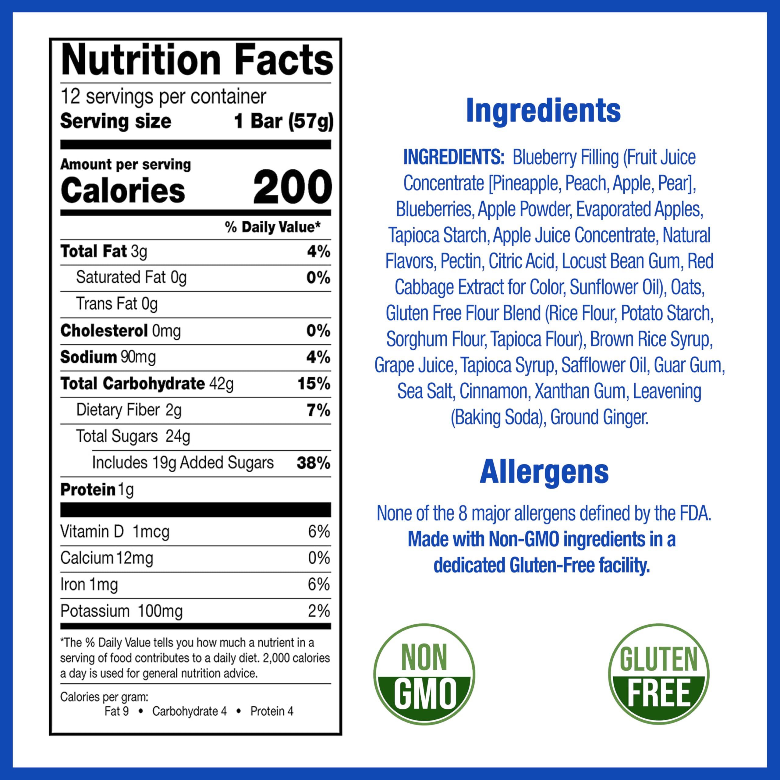 Betty Lou's Gluten Free Vegan Fruit Bars Bundle - Apricot & Blueberry Flavors, Non-GMO Healthy Snacks, 24 Individually Wrapped 2oz Bars for On-the-Go, Hiking, Lunch Box & Office Snacking
