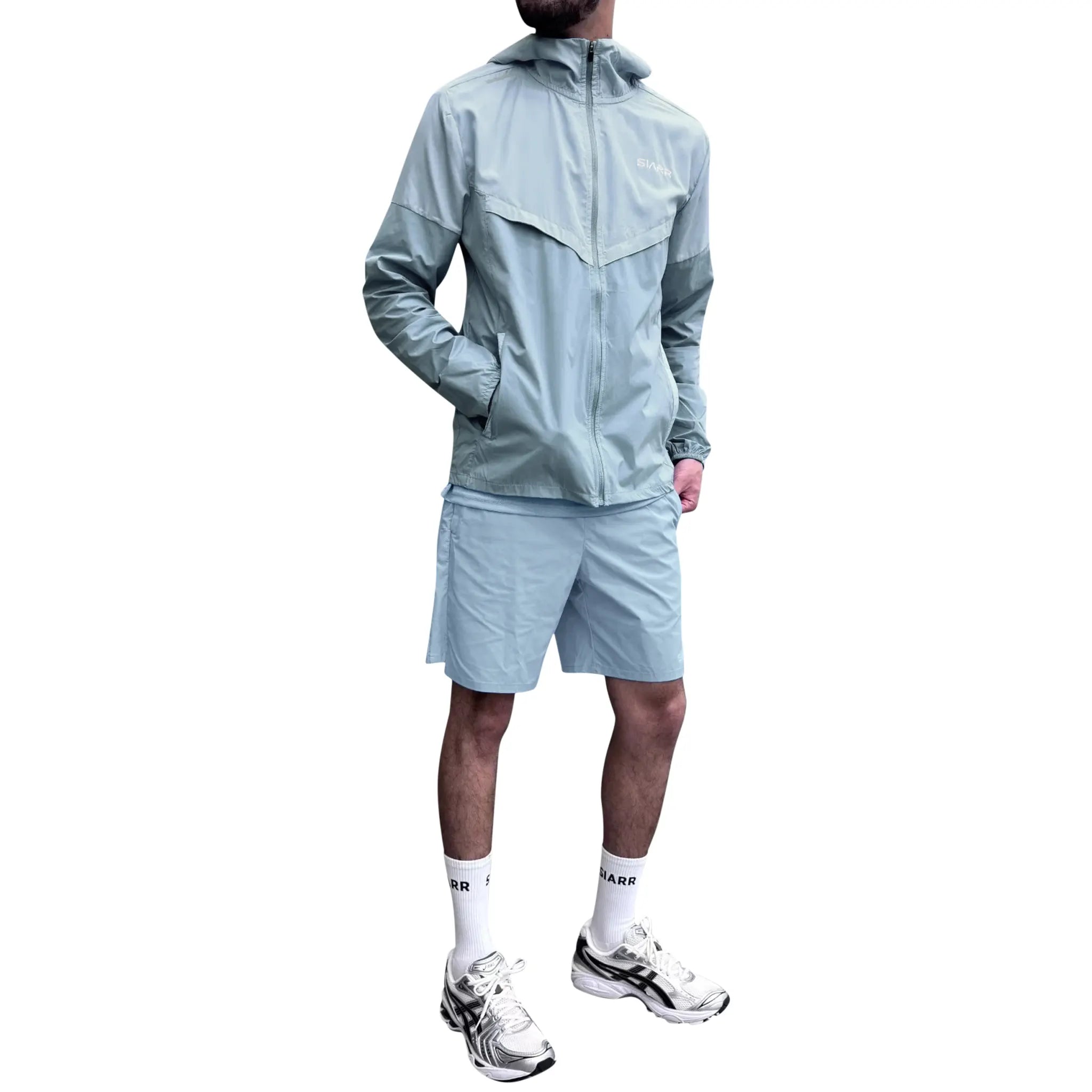 SIARR Performance Baby Blue Windrunner Jacket - Lightweight Waterproof Running Jacket for Men & Women - Perfect for Outdoor Jogging, Hiking & Athletic Activities