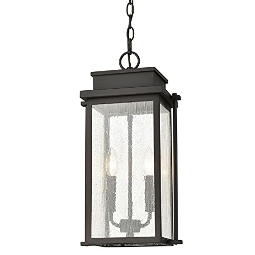 Elk Home Braddock 10-Inch Wide 2-Light Outdoor Pendant Light Fixture in Architectural Bronze - Perfect for Porch, Patio, and Entryway Lighting