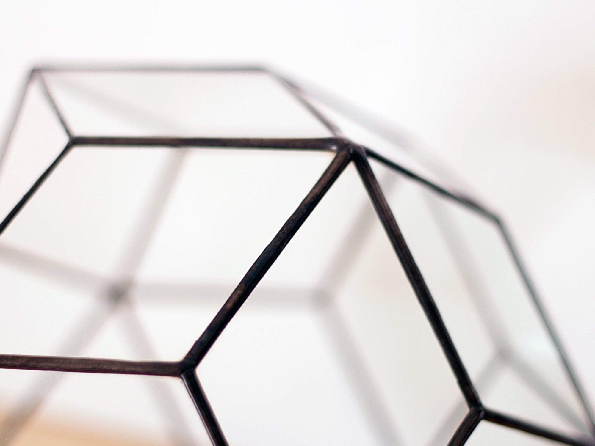 Large Geometric Glass Terrarium Container for Plants - Copper, Silver, Black | Modern Home Decor, Office Desk Display & DIY Succulent Garden
