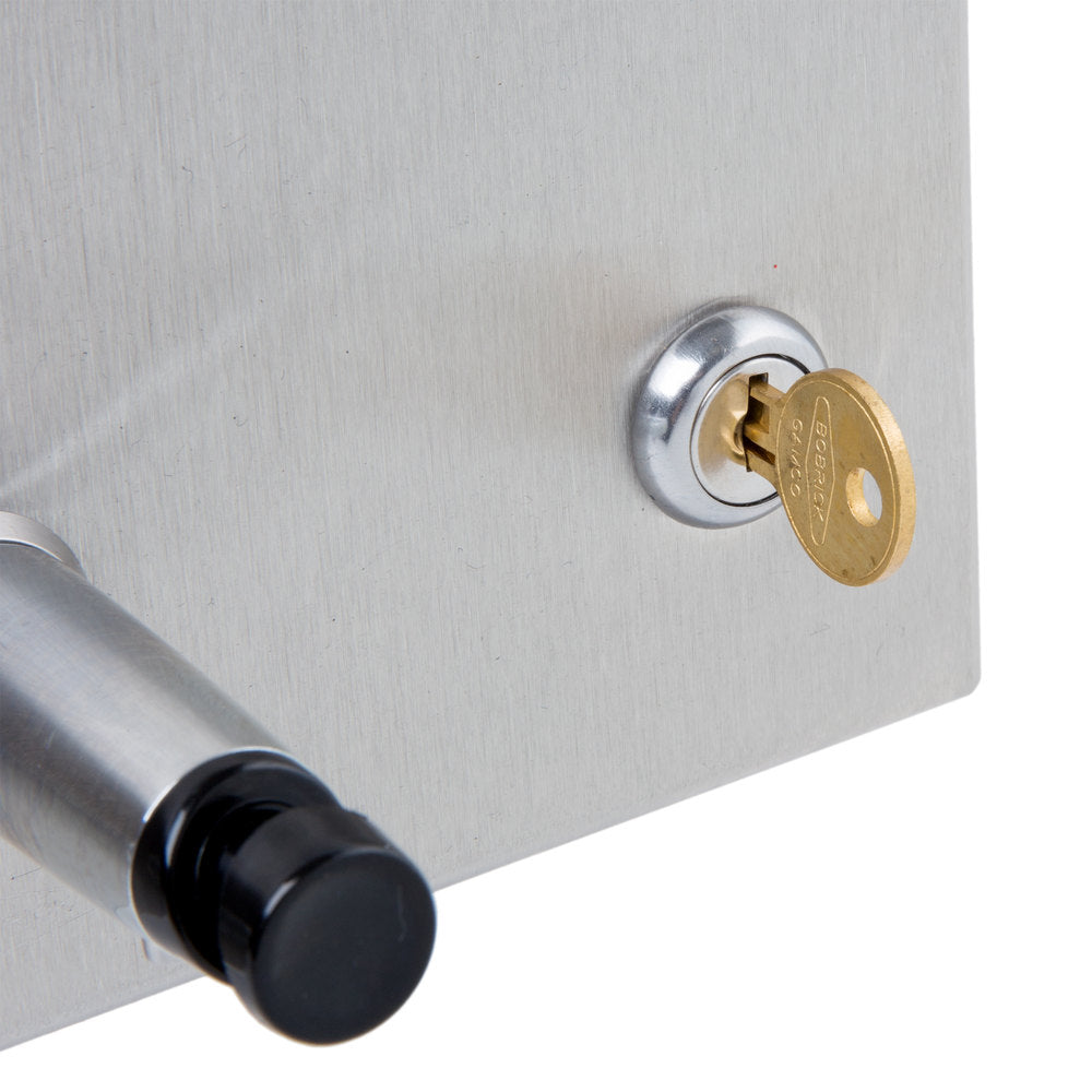 Bobrick B306 TrimLine Series 45 oz. Recessed Soap Dispenser with Satin Finish - Ideal for Commercial Restrooms, Hospitals, and Public Washrooms