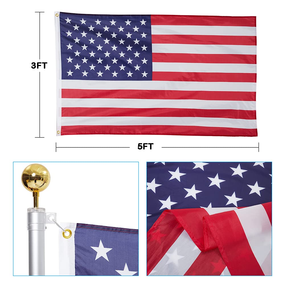 GARVEE 25FT Heavy Duty Commercial Flagpole Kit - Aluminum Telescoping In-Ground Flag Pole with Twist Lock System | Includes 3x5ft Nylon American Flag & PVC Sleeve | Perfect for Yard, Residential & Commercial Use | Ideal for Patriotic Displays, Business Branding & Outdoor Decor