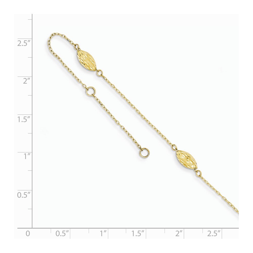 14K Gold Polished Puffed Rice Bead Anklet Bracelet - Elegant Stackable Ankle Jewelry for Women, Beach Vacation, Boho Fashion & Summer Outfits
