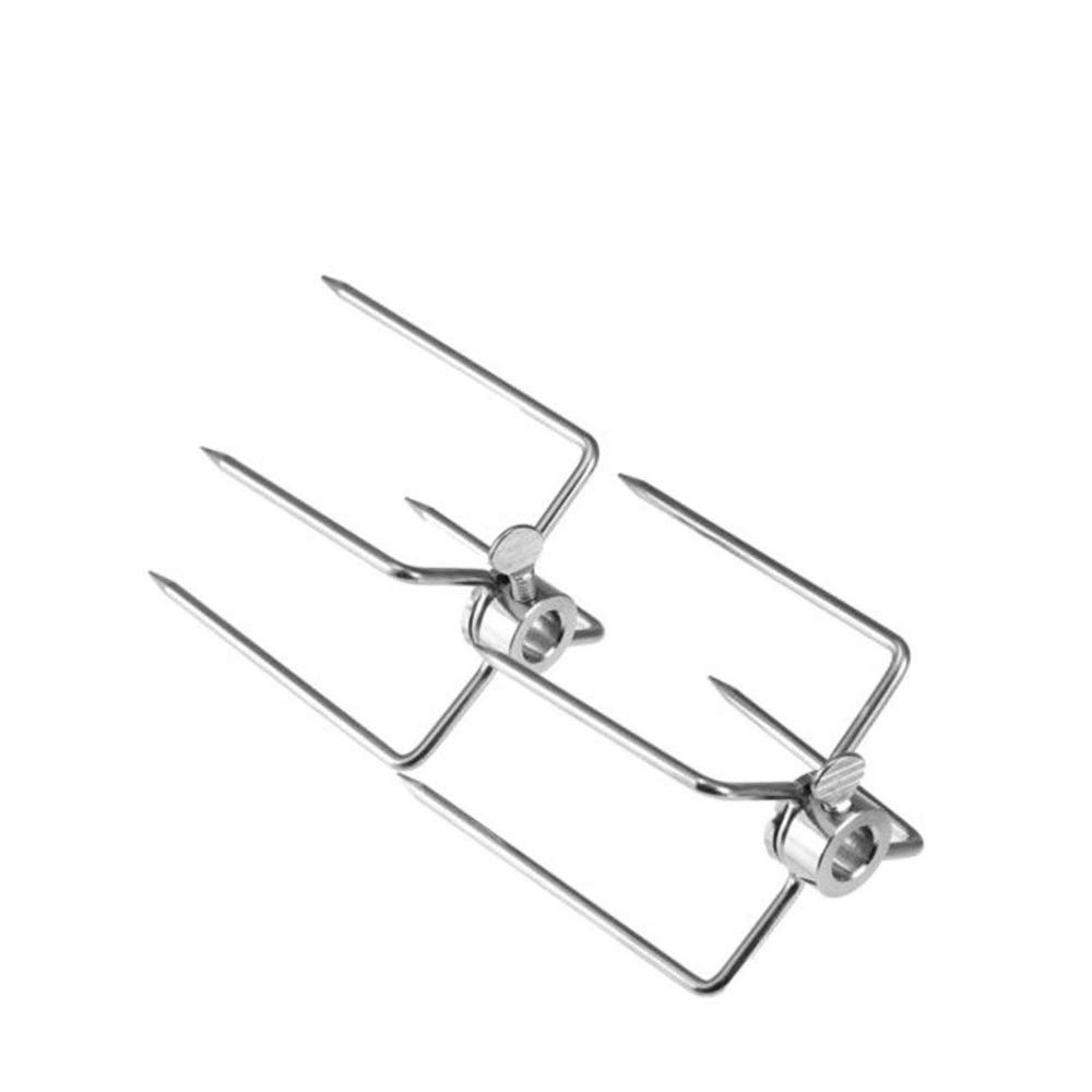 4-Prong Stainless Steel Rotisserie Meat Forks Set of 4 - Heavy Duty 304 Stainless Steel BBQ Roast Spit Forks for Grilling, Smoking & Rotisserie Cooking - Perfect for Chicken, Turkey, Pork & Beef