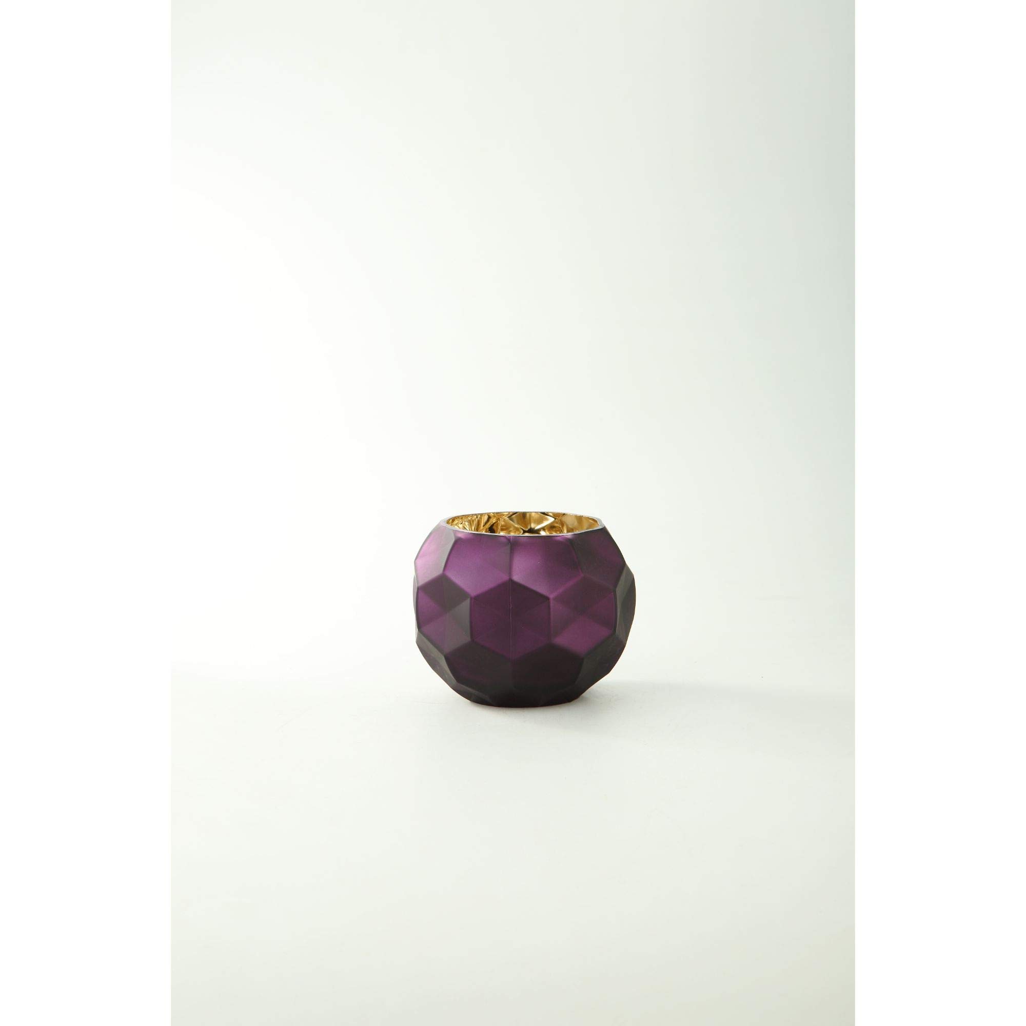 CC Home Furnishings 5.5 Inch Purple Geometric Faceted Glass Ball Vase - Modern Centerpiece for Dining Table, Wedding Decor, Home Accent