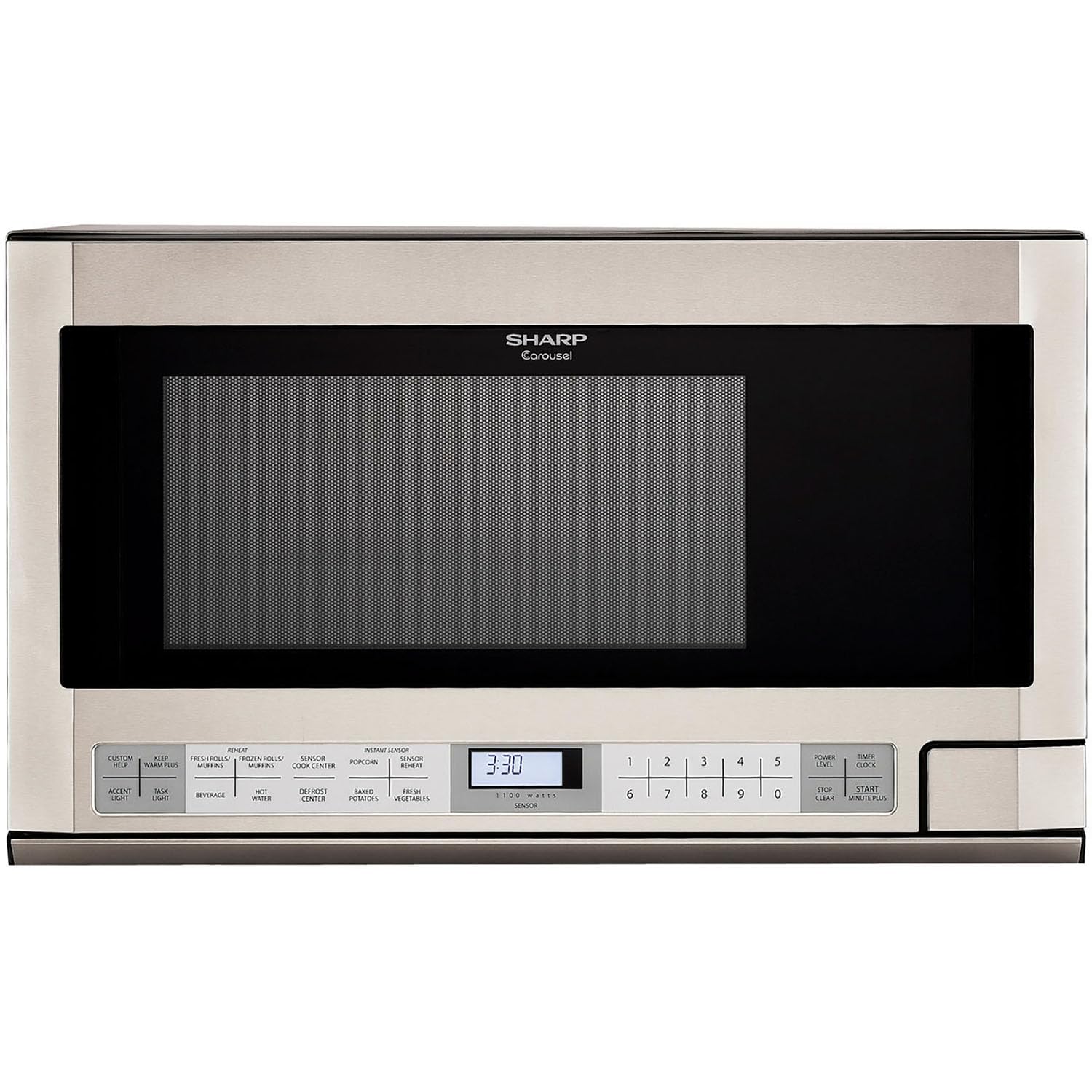 Sharp R-1214 1.5 Cu Ft 1100W Stainless Steel Countertop Microwave Oven - Perfect for Small Kitchens, Dorms & Office Break Rooms