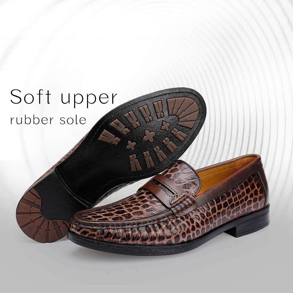 Men's Genuine Leather Slip-On Loafers - Comfortable Casual Driving Moccasins & Breathable Dress Shoes for Work, Travel & Everyday Wear
