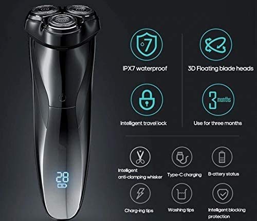 Premium 3D Electric Rotary Shaver for Men - Rechargeable Cordless Wet/Dry Shaver with Trimmer, IPX7 Waterproof - Perfect for Travel, Gym & Daily Grooming Routine