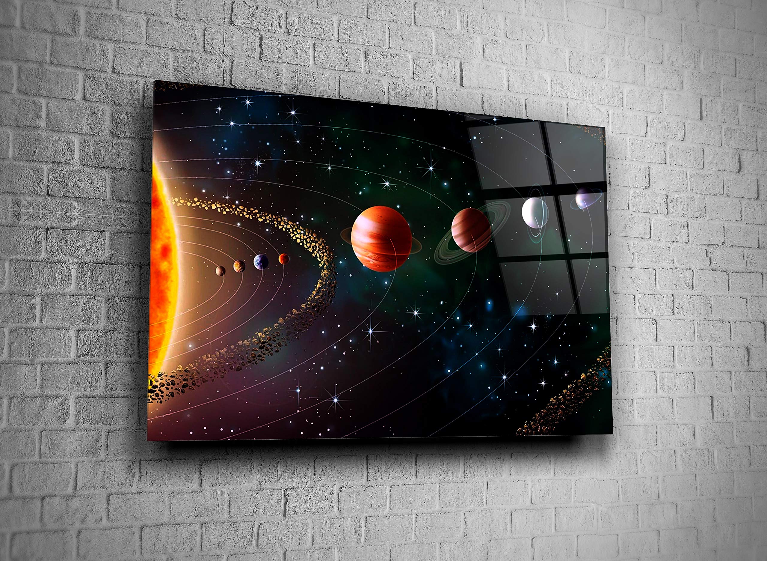 Solar System Planets Wall Art - Tempered Glass Space Decor Print for Home & Office - Perfect Gift for Astronomy Lovers & Science Enthusiasts