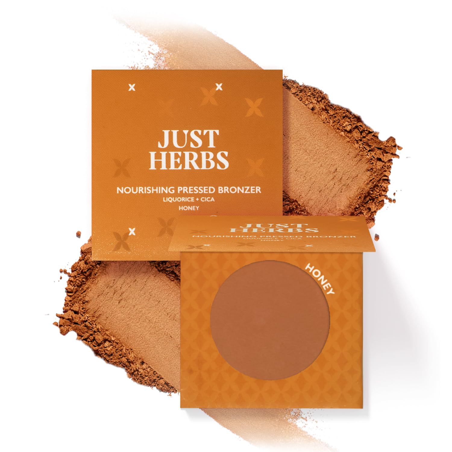 Just Herbs Nourishing Pressed Bronzer with Liquorice & Cica - 3.5g Honey Shade | Face Contouring & Highlighting Makeup | Perfect for Daily Wear & Special Occasions