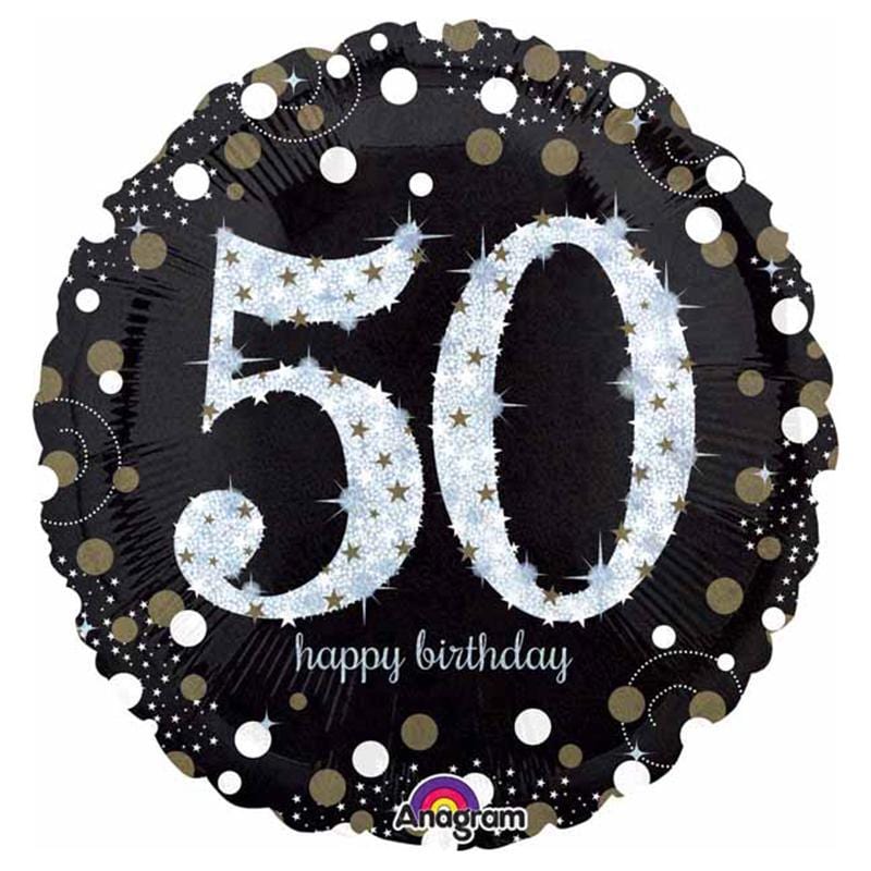50th Birthday Black and Gold Foil Balloon - 18 Inch Large Party Decoration for Milestone Celebrations, Anniversaries & Special Events