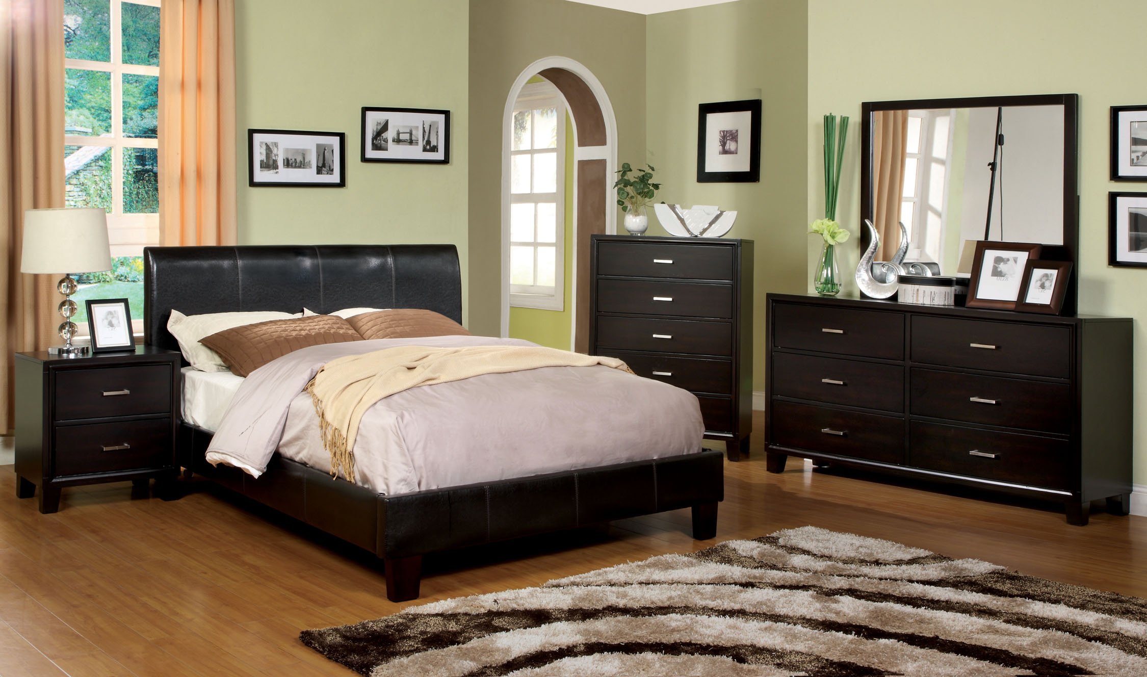 Furniture of America Moraine Modern Platform Bed - Queen Size, Espresso Finish | Stylish & Sturdy Bed Frame for Contemporary Bedrooms