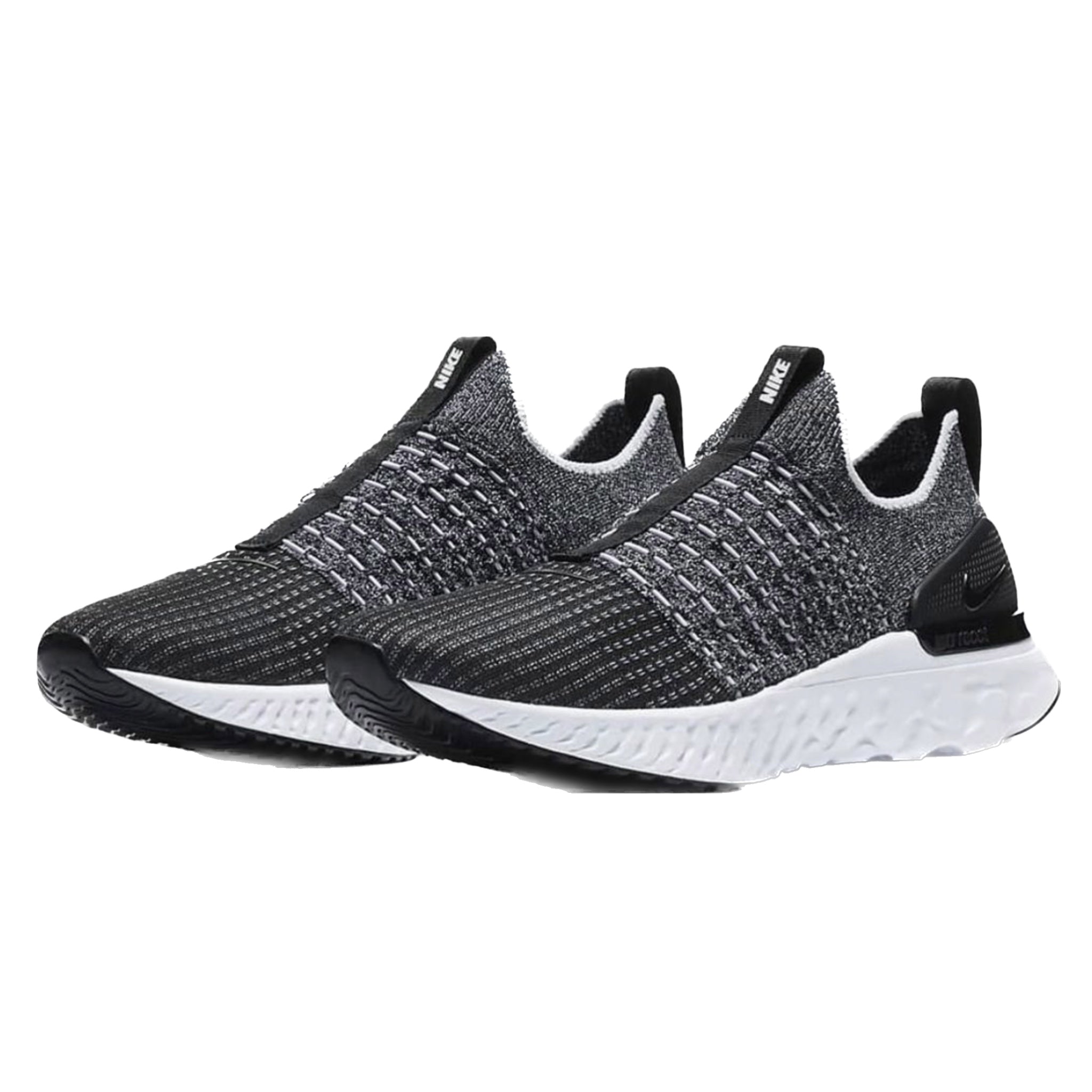 Nike React Phantom Run Flyknit 2 Running Shoes - Oreo Black White - Lightweight Cushioned Sneakers for Men & Women | Perfect for Jogging, Gym Workouts & Daily Wear