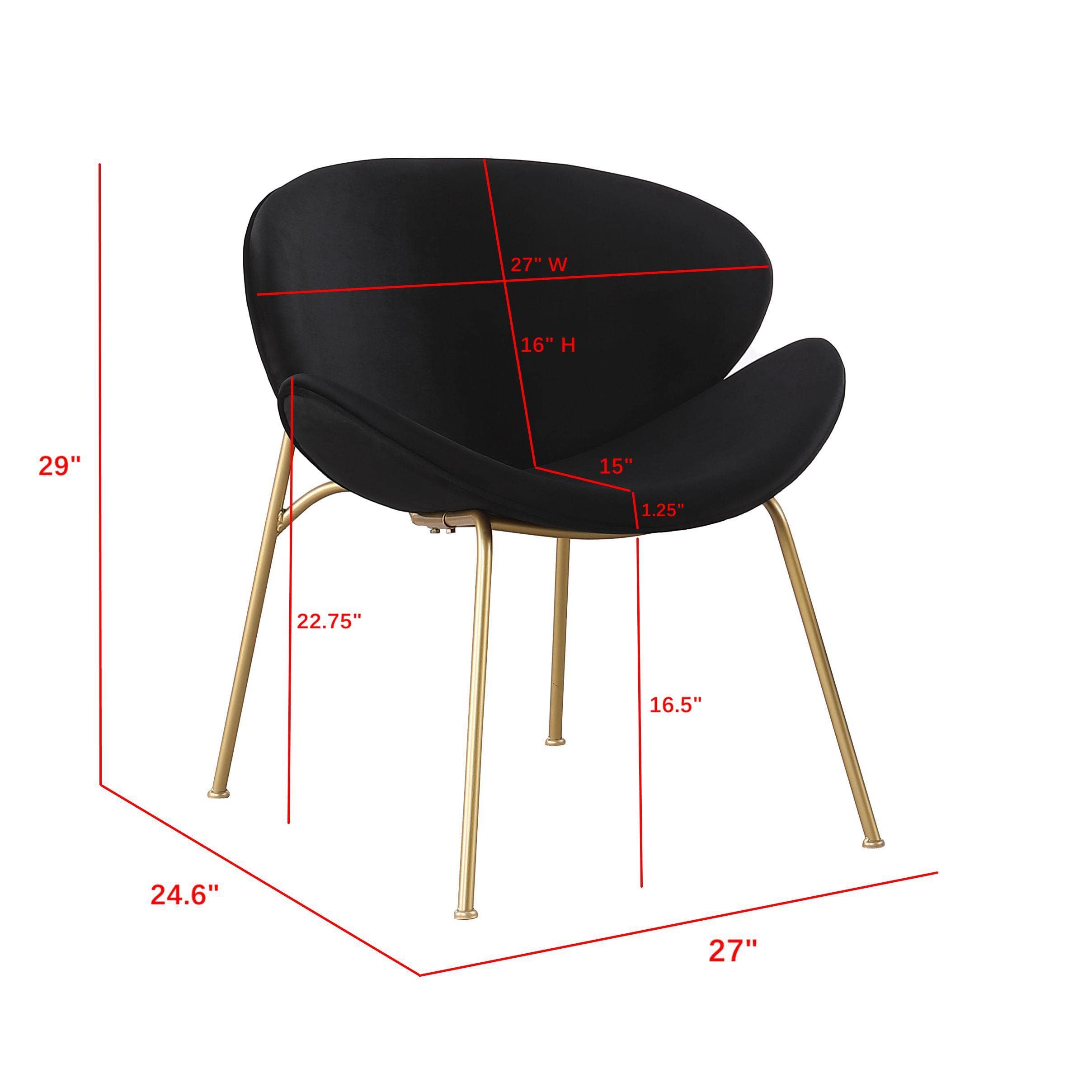 Luxury Velvet Dining Chairs Set of 2 - Modern Side Chairs with Golden Metal Legs & Curved Back - Comfortable Reading/Vanity Chairs for Bedroom, Living Room, Kitchen - Perfect for Dinner Parties, Home Office & Cozy Relaxation