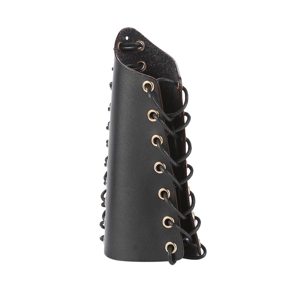 1Pcs Archery Arm Guard - Leather Lace-Up Bracer for Recurve Bow Hunting & Shooting - Protective Wristband & Arm Armor (Black) - Ideal for Target Practice, Outdoor Sports & Archery Training